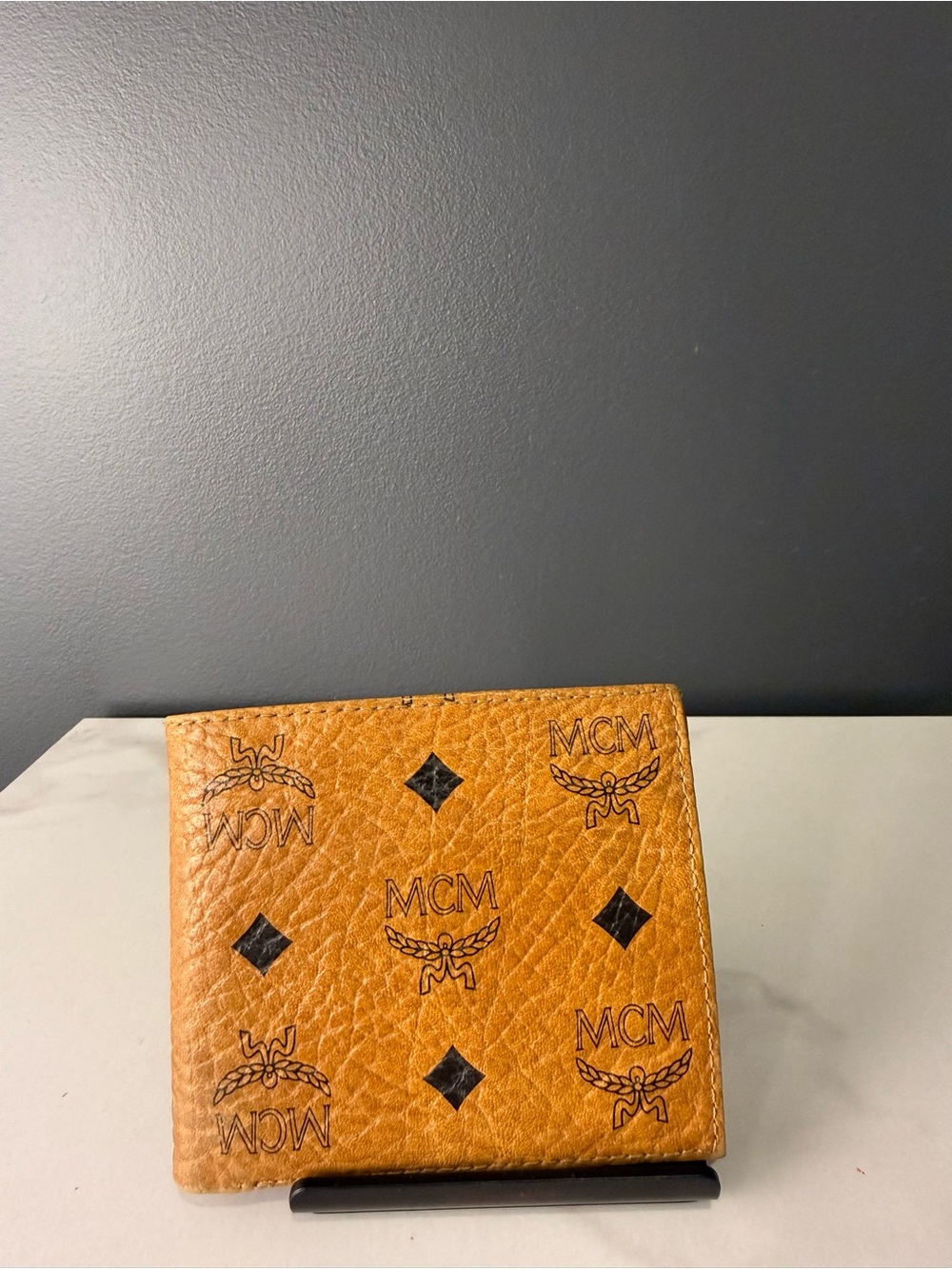 MCM Cognac Visetos Logo Bifold Wallet